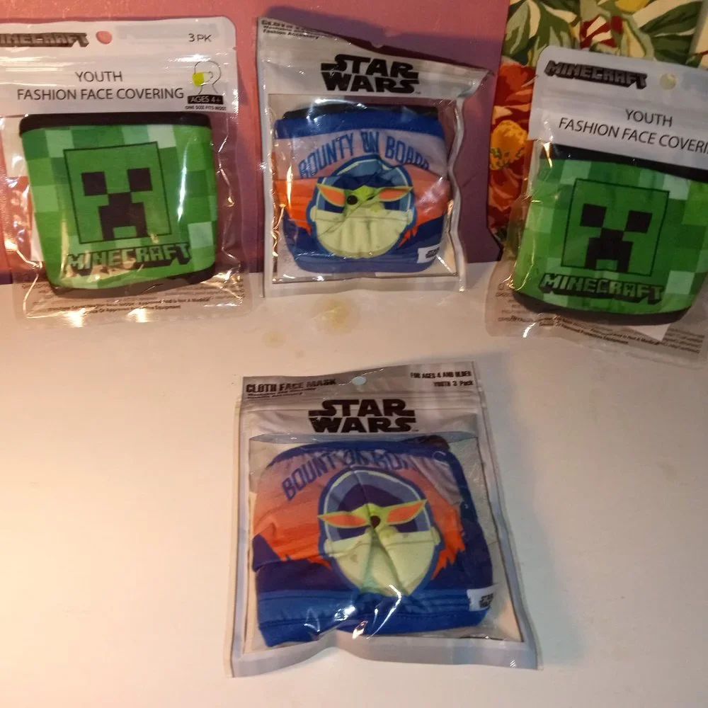 Assorted BOYS CLOTH Face Mask Bundle of 4 Packs, 12 IN TOTAL, NEW!